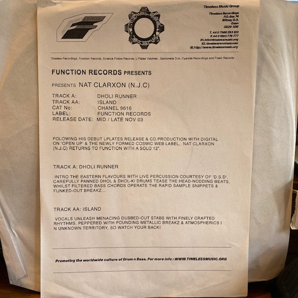 Nat Clarxon - Dholi Runner / Island - Function (12")