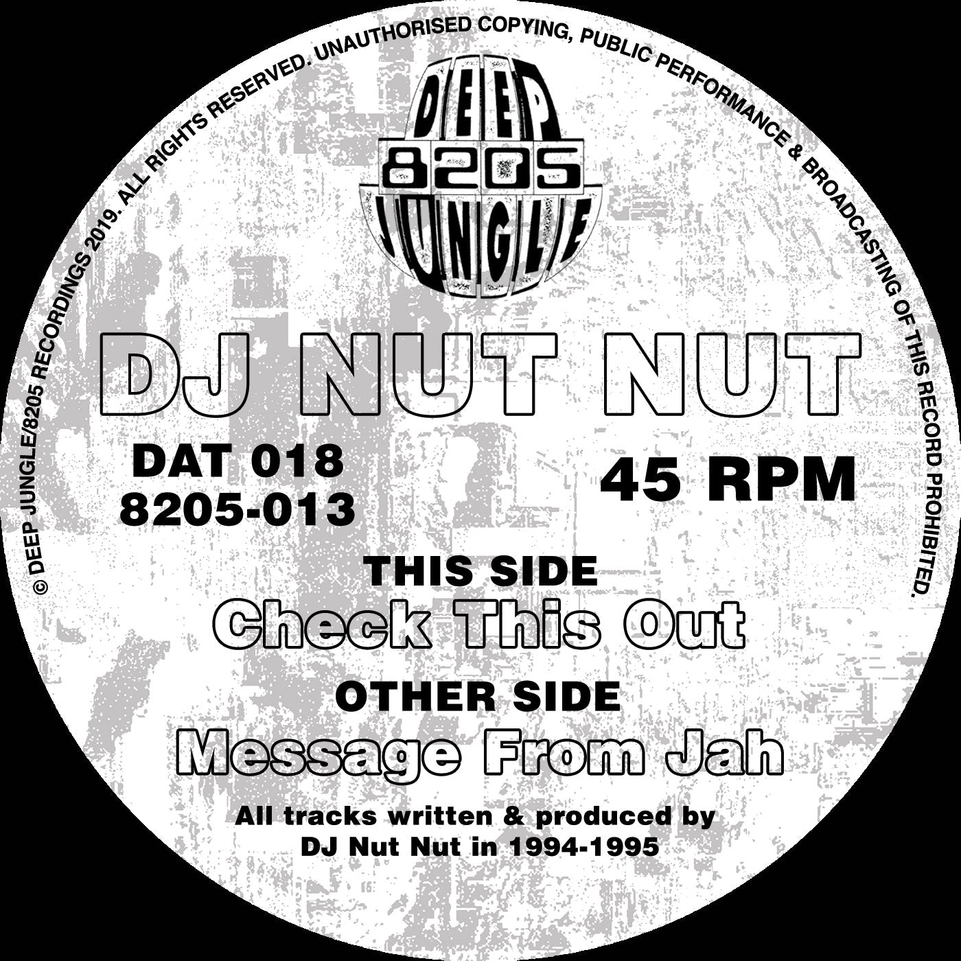 DJ Nut Nut - Message From Jah / Check This Out - Deep Jungle (12")