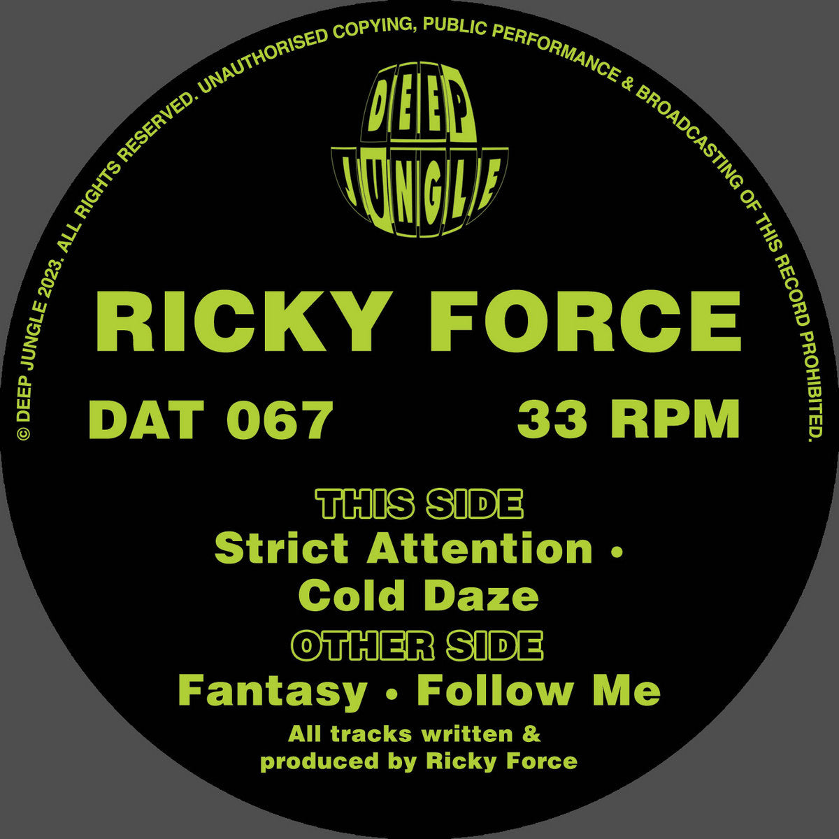 Ricky Force - Fantasy / Follow Me / Strict Attention / Cold Daze - Deep Jungle (12", Special Edition, Green & Black Splatter)