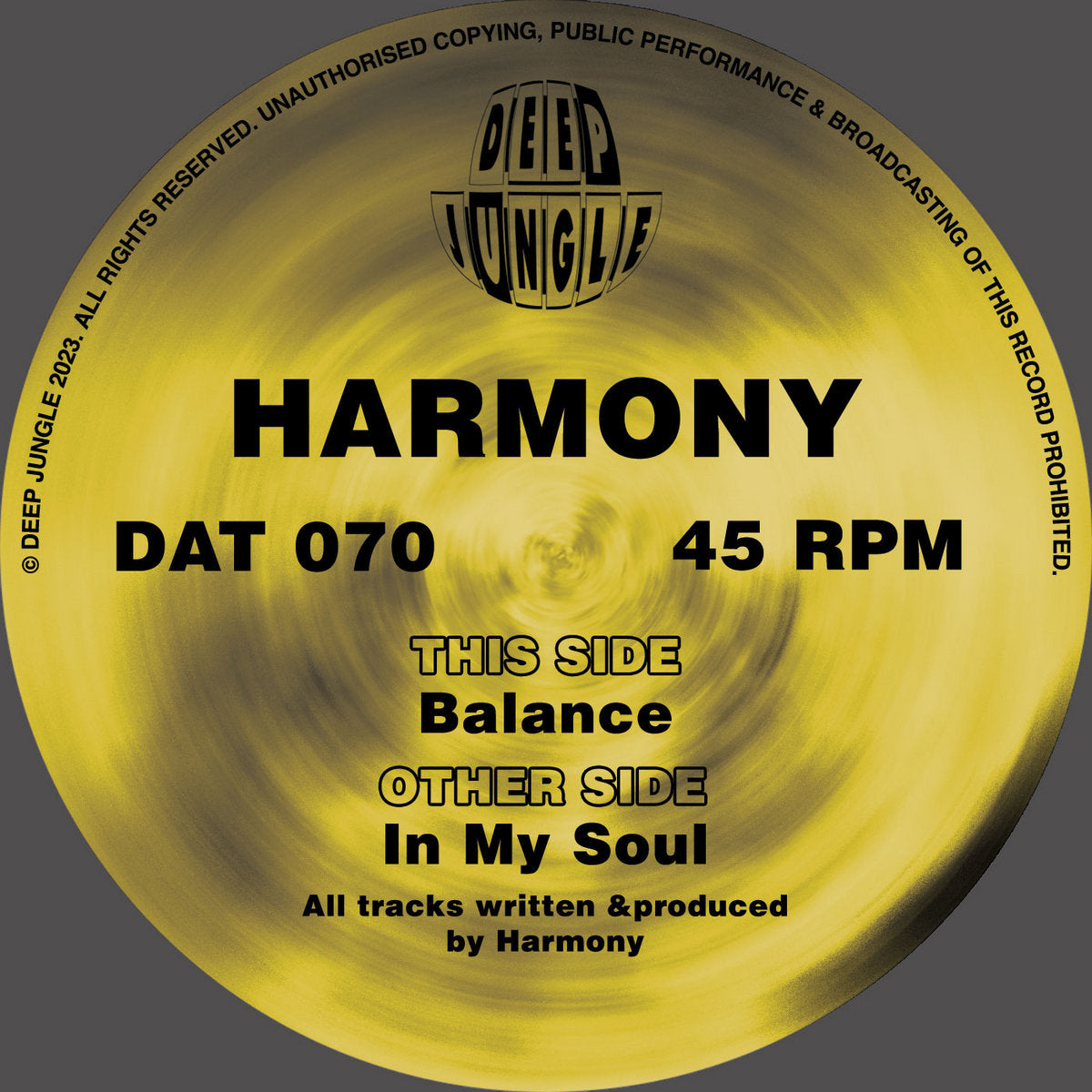 DJ Harmony - In My Soul / Balance - Deep Jungle (12", Special Edition, Yellow & Grey mixed)