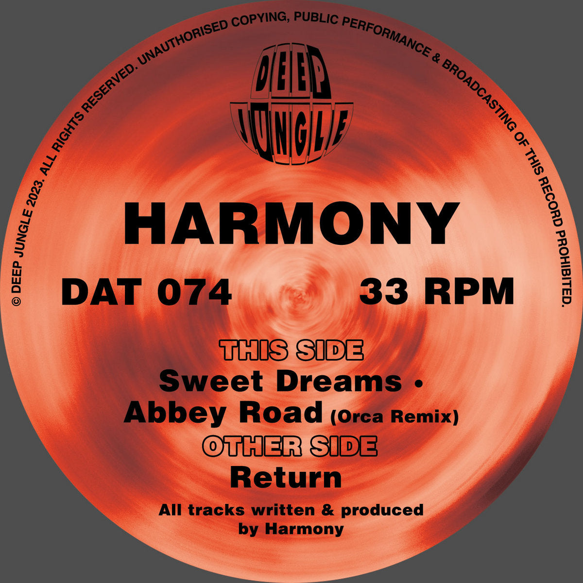 DJ Harmony - Return / Abbey Road (Orca Remix) / Sweet Dreams - Deep Jungle (12", Special Edition, Red & Brown Splatter)