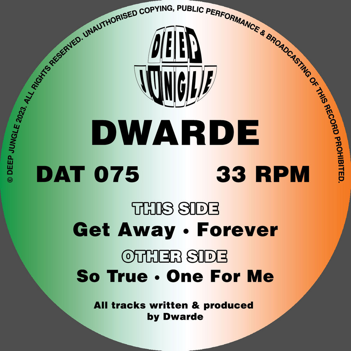 Dwarde - So True / One for Me / Get Away / Forever - Deep Jungle (12", Special Edition, Green & Orange)