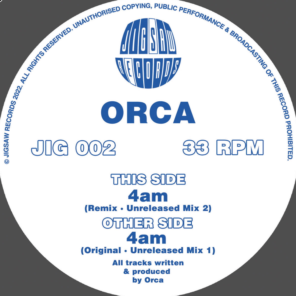 Orca - 4am - Jigsaw Records (12")
