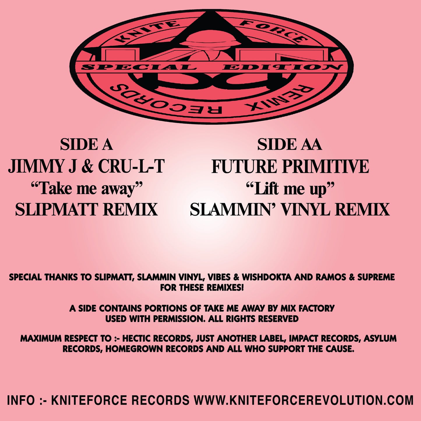 Jimmy J & Cru-L-T - 'The Remixes' Part 1 - Remix Records & Kniteforce (12")