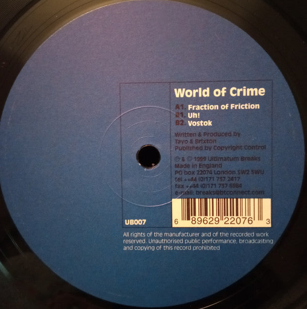 World Of Crime - Fraction Of Friction (12")