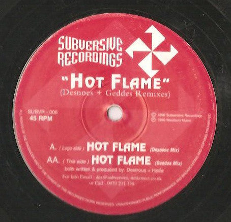 DJ Dextrous & H Pee - Hot Flame (Desnoes & Geddes Remixes) - Subversive Recordings (12")