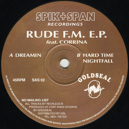 Reckless B - Rude F.M. E.P. - Spik & Span Recordings (12")