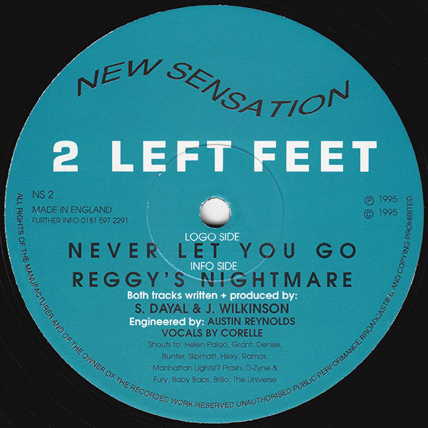 2 Left Feet - Never Let You Go / Reggy's Nightmare - New Sensation (12")