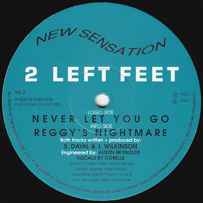 2 Left Feet - Never Let You Go / Reggy's Nightmare - New Sensation (12")