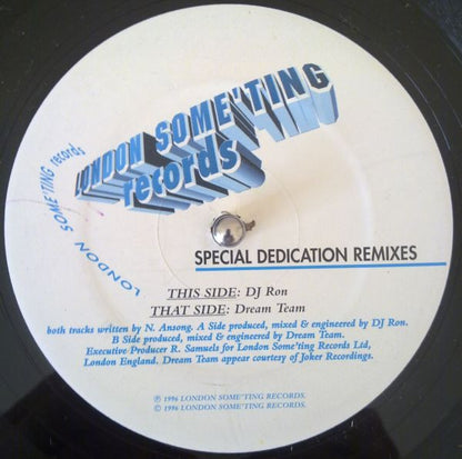 DJ Nut Nut - Special Dedication (Remixes) - London Some'ting Records (12")