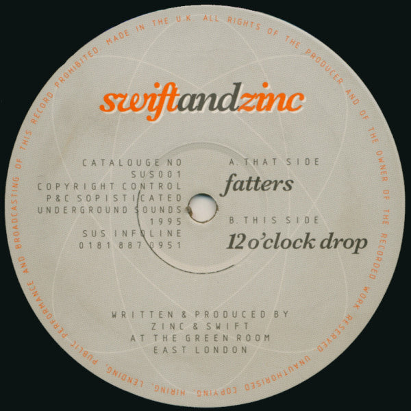 Swift & Zinc - Fatters / 12 O'Clock Drop - Sophisticated Underground Sounds (12")