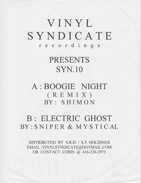 Shimon - Boogie Night (Remix) / Electric Ghost - Vinyl Syndicate Recordings (12")