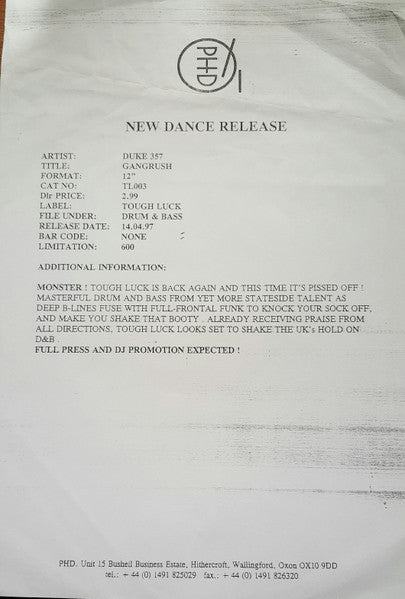 Duke 357 - Gang Rushed / Persona - Tough Luck (12")