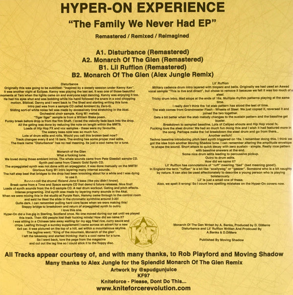 Hyper On Experience - The Family We Never Had EP - Kniteforce Records (12")