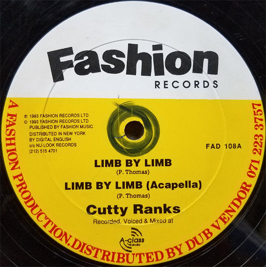 Cutty Ranks - Limb By Limb - Fashion Records (12",  Yellow Label)