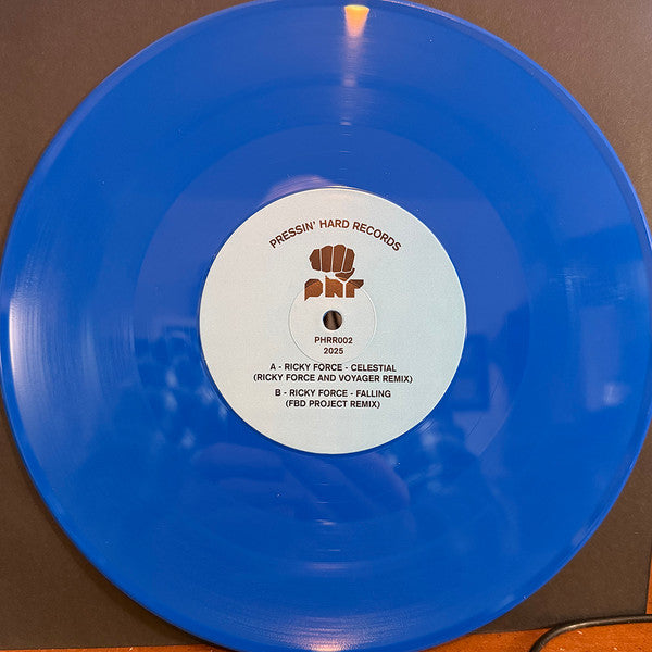 Ricky Force - Celestial / Falling (Remixes) - Pressin' Hard Records (10" Blue Vinyl)