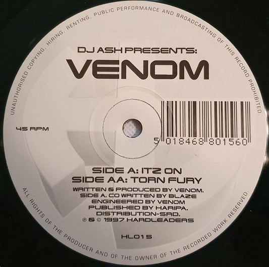Venom - Itz On / Torn Fury (12")