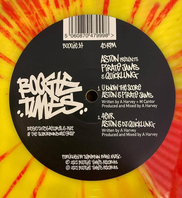 Aston Presents Pirate Jams & Quicklung - U Know The Score / 4evr (12", Yellow Splatter)