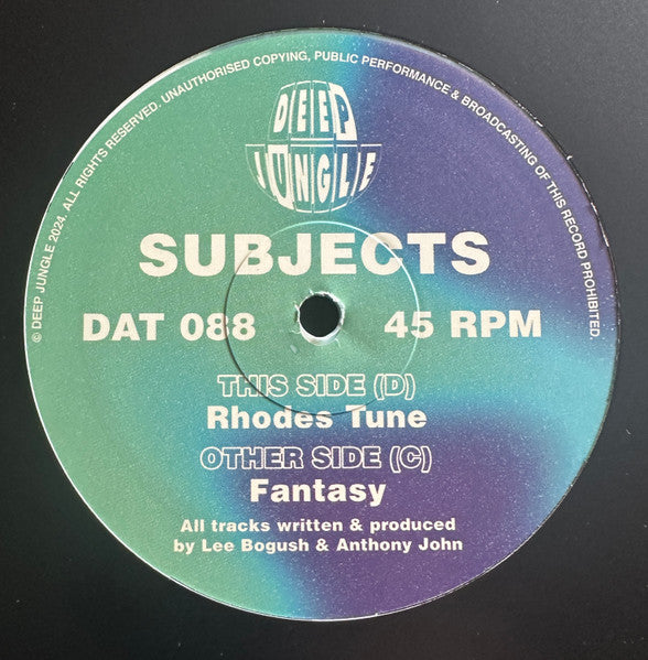 Subjects - Mash Up / Spaced Out / Fantasy / Rhodes Tune - Deep Jungle (2x12")