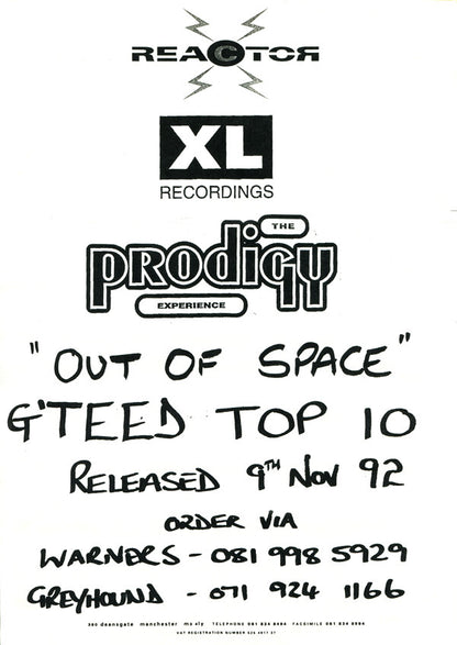 The Prodigy - Out Of Space - XL Recordings (12", Promo)