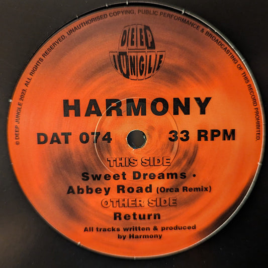 DJ Harmony - Return / Abbey Road (Orca Remix) / Sweet Dreams (12")