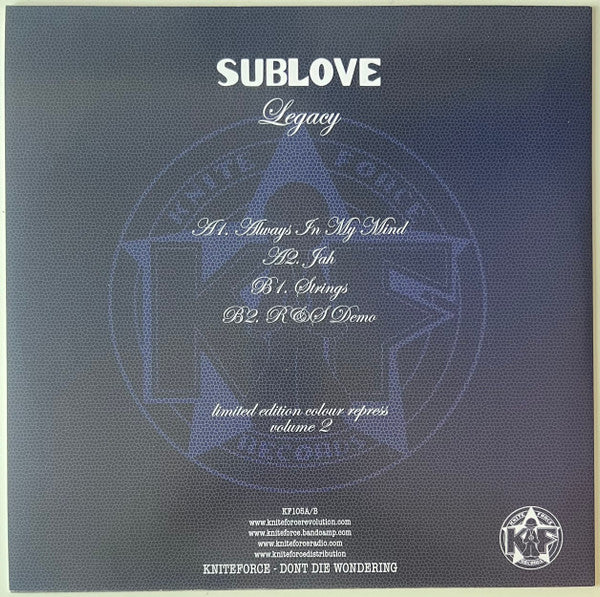 Sub Love - Legacy Volume 2 - Kniteforce Records (12" Blue Marbled)