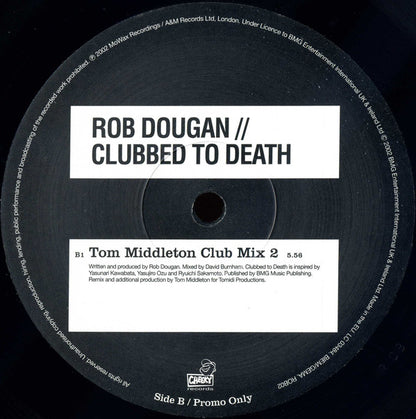 Rob Dougan - Clubbed To Death (12", Promo)
