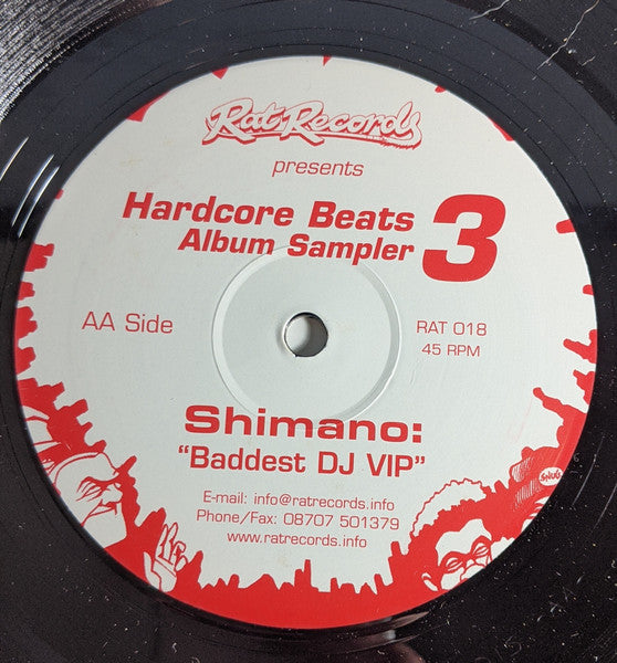 Rennie Pilgrem - Hardcore Beats Album Sampler 3 - Rat Records (12", Red/White Label)