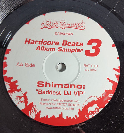 Rennie Pilgrem - Hardcore Beats Album Sampler 3 - Rat Records (12", Red/White Label)