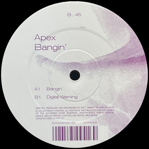 Apex - Bangin' - Marine Parade (12")