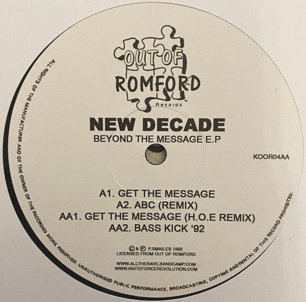 New Decade - Beyond The Message E.P - Out Of Romford Records (12", 33 ⅓ RPM, EP, Remastered)