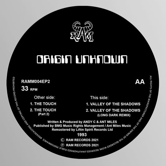 Origin Unknown - The Touch / Valley Of The Shadows - RAM Records (12")