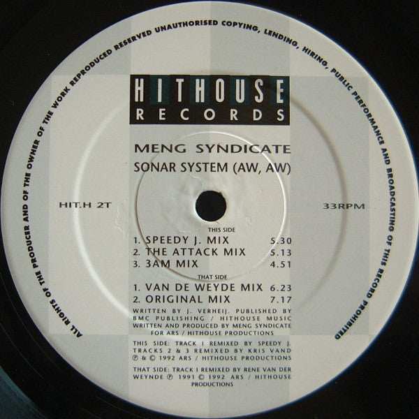 Meng Syndicate - Sonar System (Aw, Aw) (Remixes) - Hithouse Records (12")