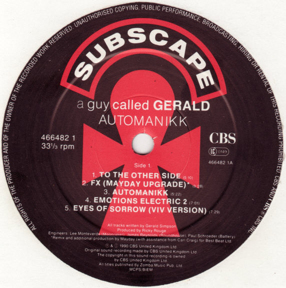 A Guy Called Gerald - Automanikk - CBS (LP, Album)