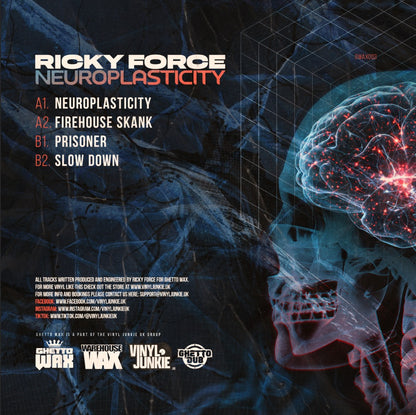Rear sleeve artwork for Ricky Force – The Neuroplasticity EP jungle vinyl on Ghetto Wax GWAX003