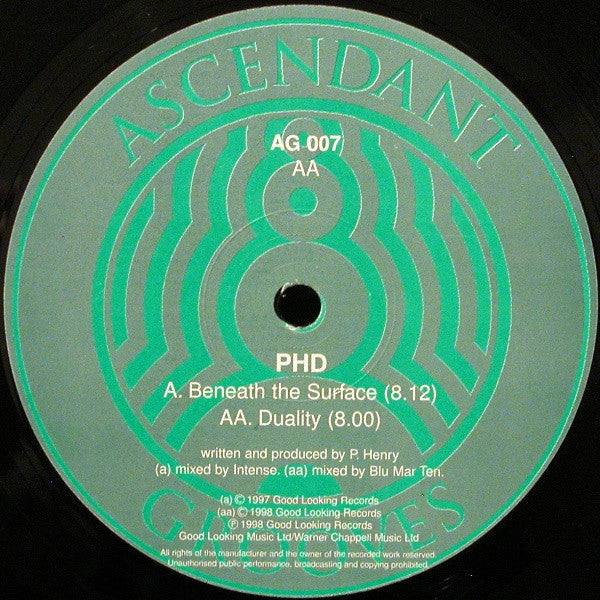 PHD - Beneath The Surface / Duality - Ascendant Grooves (12", 33 ⅓ RPM)