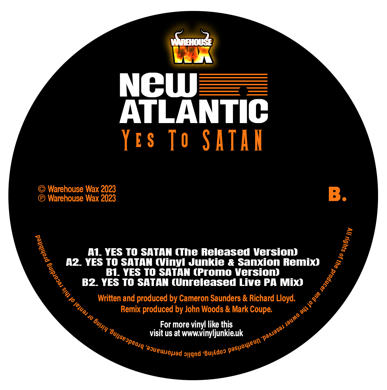 New Atlantic - Yes To Satan (12" Flame Splatter LTD Edition) - Includes Wav DL - LAST FEW COPIES