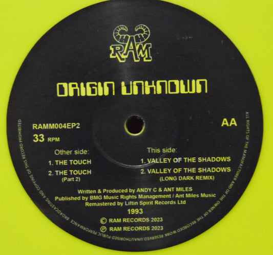 Origin Unknown - The Touch / Valley Of The Shadows (12" Yellow Vinyl)