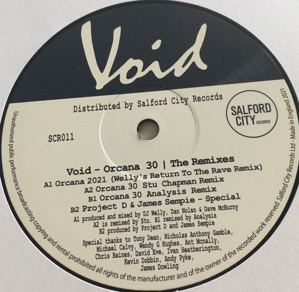Void - Orcana 30 / The Remixes (12") - Vinyl Junkie UK