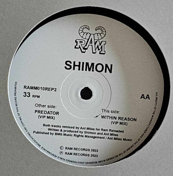 Shimon - The Predator / Within Reason (Ant Miles VIP Remixes) (12")