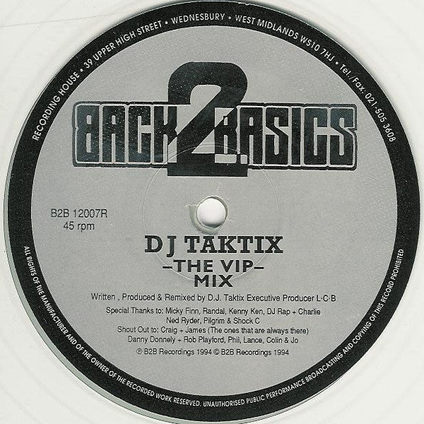 DJ Taktix - The VIP Mix (12", S/Sided, Clear Vinyl)
